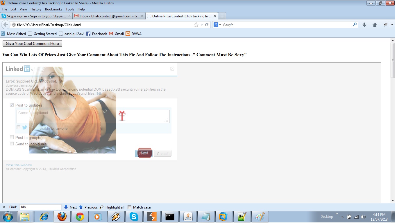 Linkedin Clickjacking