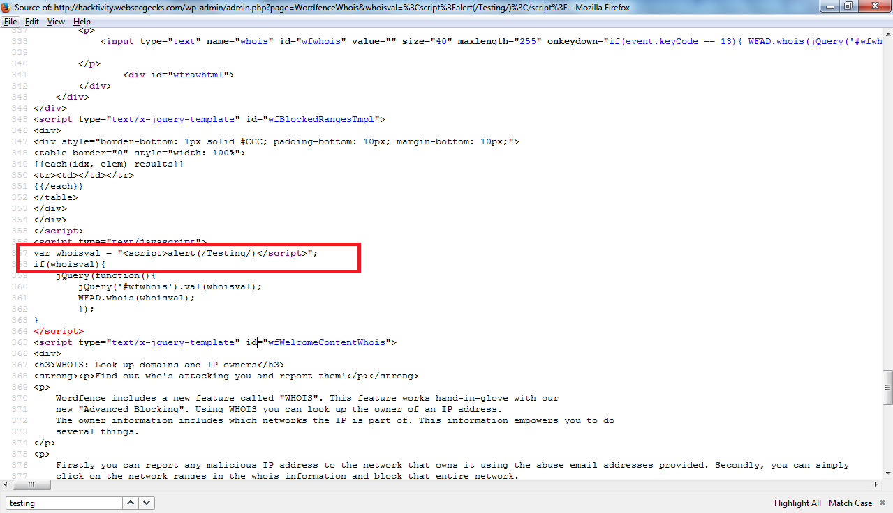 Wordfence Firewall Plugin XSS "CVE-2014-4664"